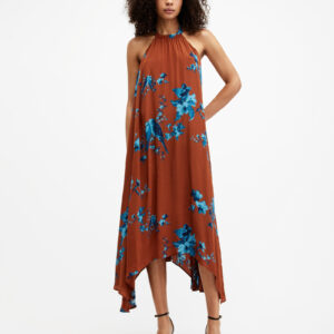 Allsaints Mysti Halter Neck Floral Iona Maxi Dress