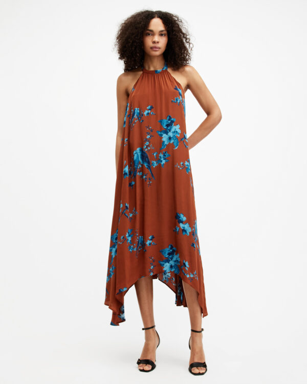 Allsaints Mysti Halter Neck Floral Iona Maxi Dress