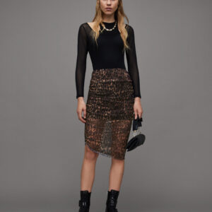 Allsaints Nora Anita Leopard Print Midi Skirt