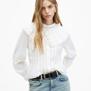 Allsaints Olea Removable Collar Pintucked Shirt