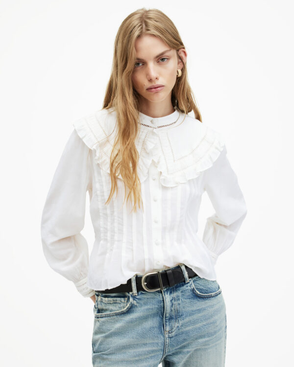 Allsaints Olea Removable Collar Pintucked Shirt