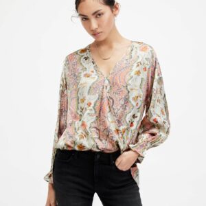 Allsaints Penny Wrap Over Paisley Print Shirt