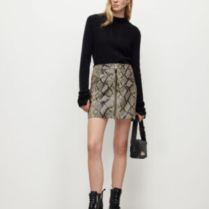 Allsaints Piper Leather Snake Mini Skirt