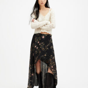 Allsaints Slvina Oto Floral Asymmetric Maxi Skirt