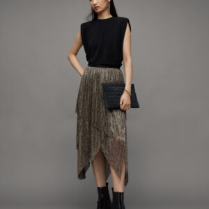 Allsaints Veena Tulle Layered Midi Skirt