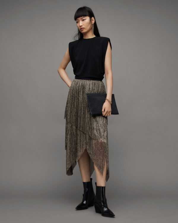 Allsaints Veena Tulle Layered Midi Skirt