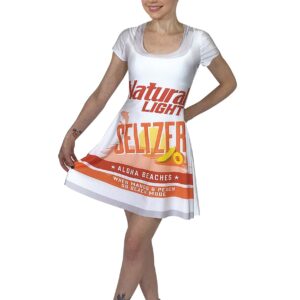 Aloha Beaches Natural Light Seltzer Skater Dress Fancy Dress Costume