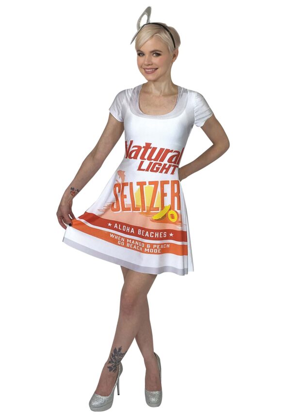 Aloha Beaches Natural Light Seltzer Skater Dress Fancy Dress Costume