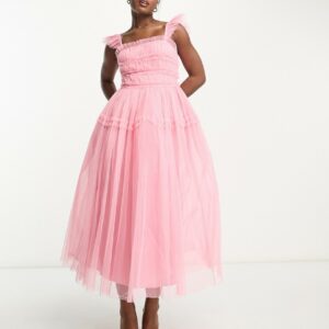 Anaya Bridesmaid babydoll midaxi dress in candy pink