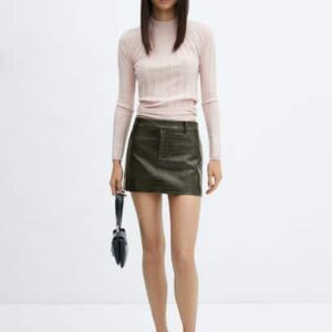 Animal print effect mini skirt khaki - Woman - 6 - MANGO