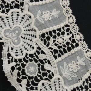 Antique Cotton & Lace Collar, Large Victorian Circular Dress Embroidered White Blouse Or Decoration