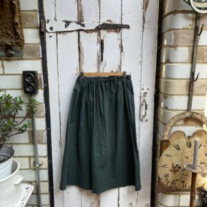 Antique Handmade Green Cotton Skirt Size With Tiered Pintuck Hem S/M