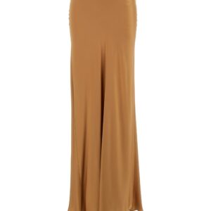 Antonelli Maxi Brown Skirt With Split At The Back In Acetate Blend Woman