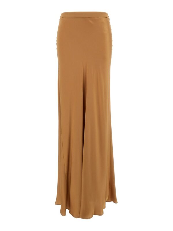 Antonelli Maxi Brown Skirt With Split At The Back In Acetate Blend Woman