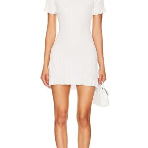 Apres Studio Ruched Mini Dress in White. Size L, S, XL, XS, XXS.