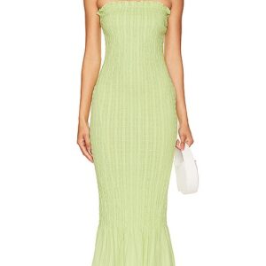 Apres Studio Ruched Strapless Dress in Green. Size L, S, XL, XS.