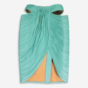 Aqua Leather Midi Skirt