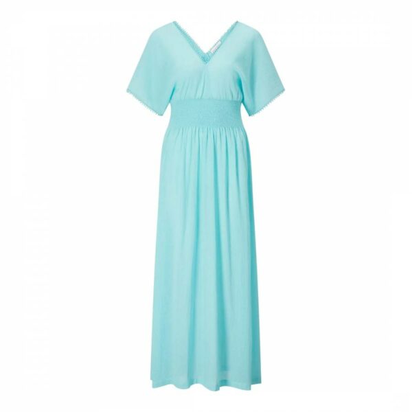 Aqua Smock Waist Maxi Dress