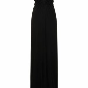 Arced Palm Viscose Strapless Long Dress