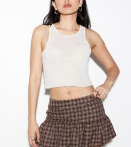 Archive At UO Dawson Check Bubble Mini Skirt - Brown M at Urban Outfitters