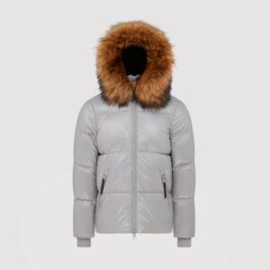 Arctic Army Women's Puffer Jacket In Grey - Size 12 | Removable Faux Fur Trim | Luxury 90/10 Down Filling