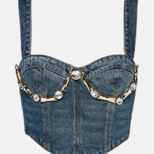 Area Claw embellished denim bustier