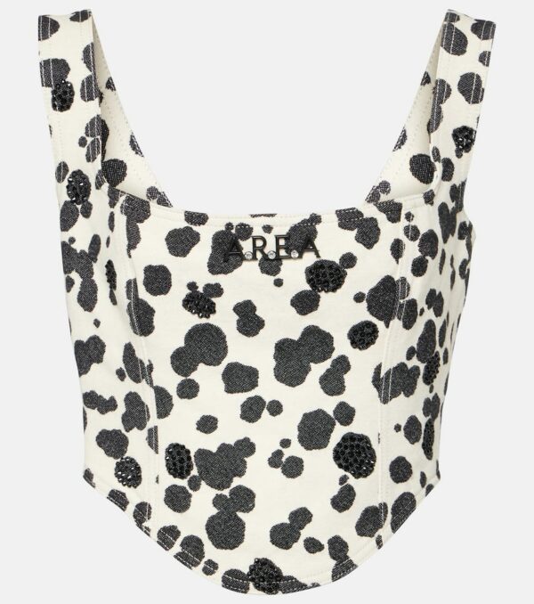 Area Dalmatian embellished denim corset