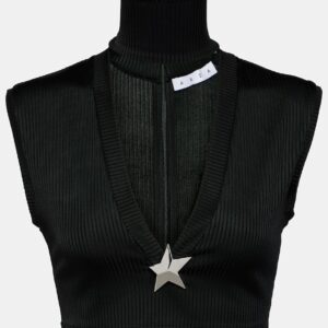 Area Star Stud ribbed-knit crop top