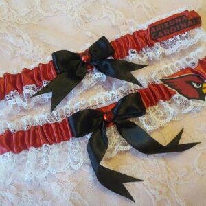 Arizona Cardinals Inspired Wedding Garter Belt Or 2Pc Set with White Lace