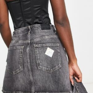 Armani Exchange mini denim skirt in grey