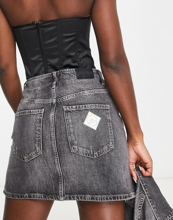 Armani Exchange mini denim skirt in grey