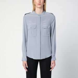 Ash blue silk blouse