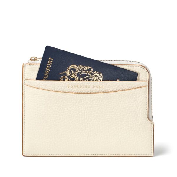 Aspinal of London Women's Cream Zipped Travel Leather Wallet