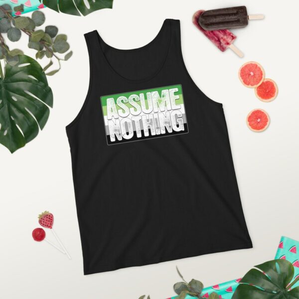 Assume Nothing Aromantic Pride Flag Unisex Tank Top