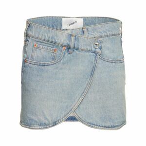 Asymmetric Denim Mini Skirt