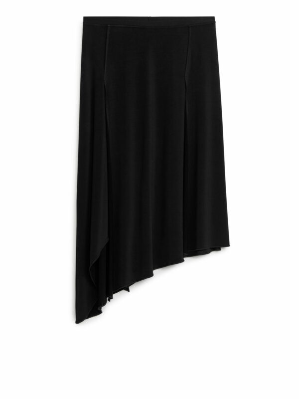 Asymmetrical Midi Skirt - Black