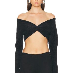 Atlein Draped Sleeveless Pleated Top in Black - Black. Size 38 (also in 34, 36).