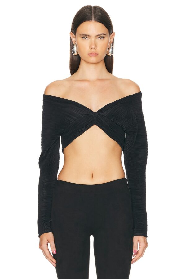 Atlein Draped Sleeveless Pleated Top in Black - Black. Size 38 (also in 34, 36).