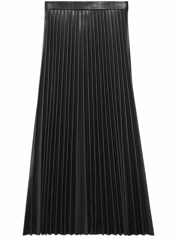 BALENCIAGA- Leather Pleated Skirt