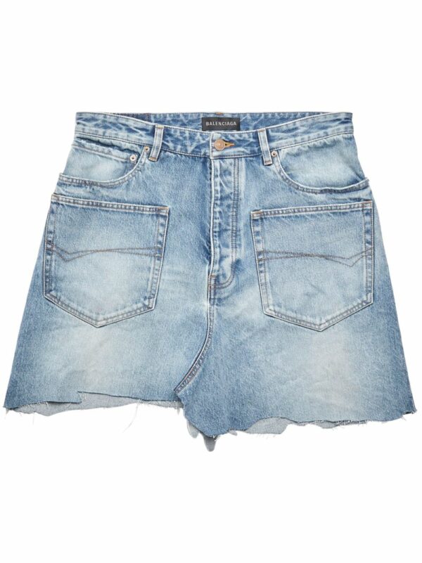 BALENCIAGA- Organic Cotton Denim Mini Skirt