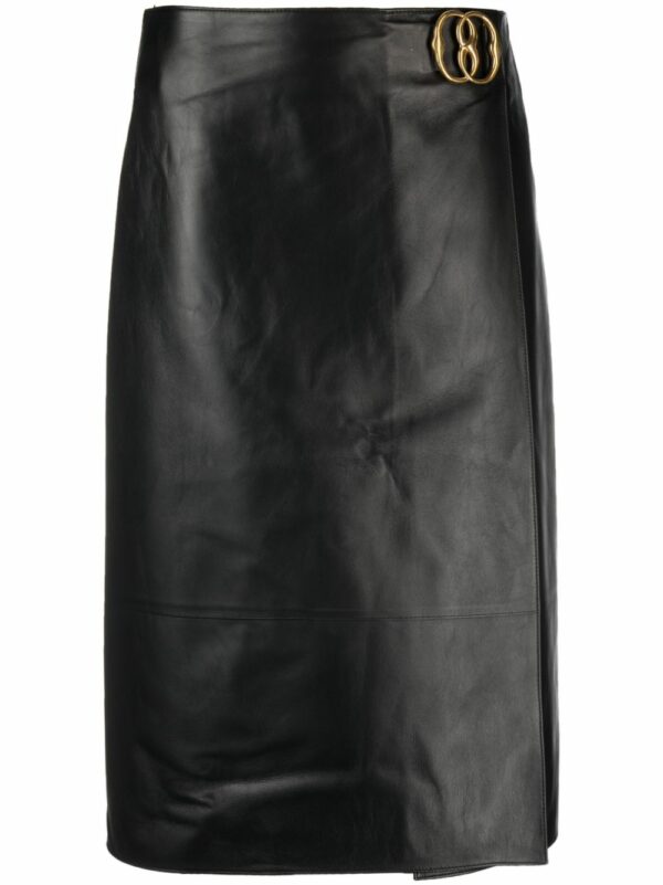 BALLY- Leather Midi Skirt