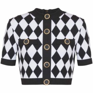 BALMAIN- Buttoned Diamond Crop Top