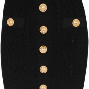 BALMAIN- High Waist Buttoned Mini Skirt