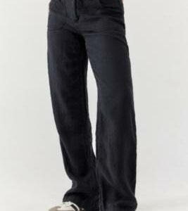 BDG Black Five-Pocket Linen Pants - Black L at Urban Outfitters