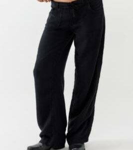 BDG Black Five-Pocket Linen Pants - Black M at Urban Outfitters