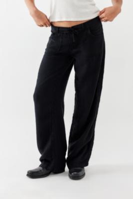 BDG Black Five-Pocket Linen Pants - Black M at Urban Outfitters