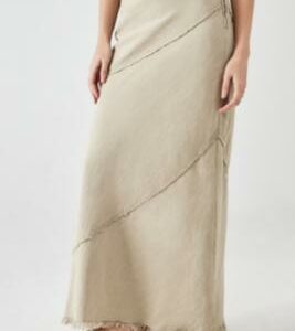 BDG Daria Linen Maxi Skirt - Tan 2XS at Urban Outfitters