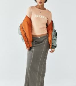 BDG Georgia Seamed Maxi Skirt - Grey XS at Urban Outfitters