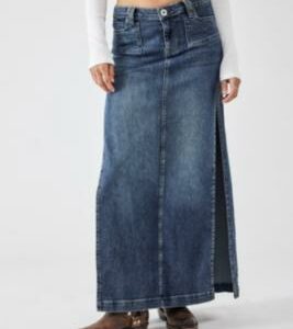 BDG Tobi Denim Maxi Skirt - Dark Blue 2XS at Urban Outfitters