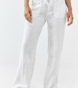 BDG White Five-Pocket Linen Pants - White L at Urban Outfitters